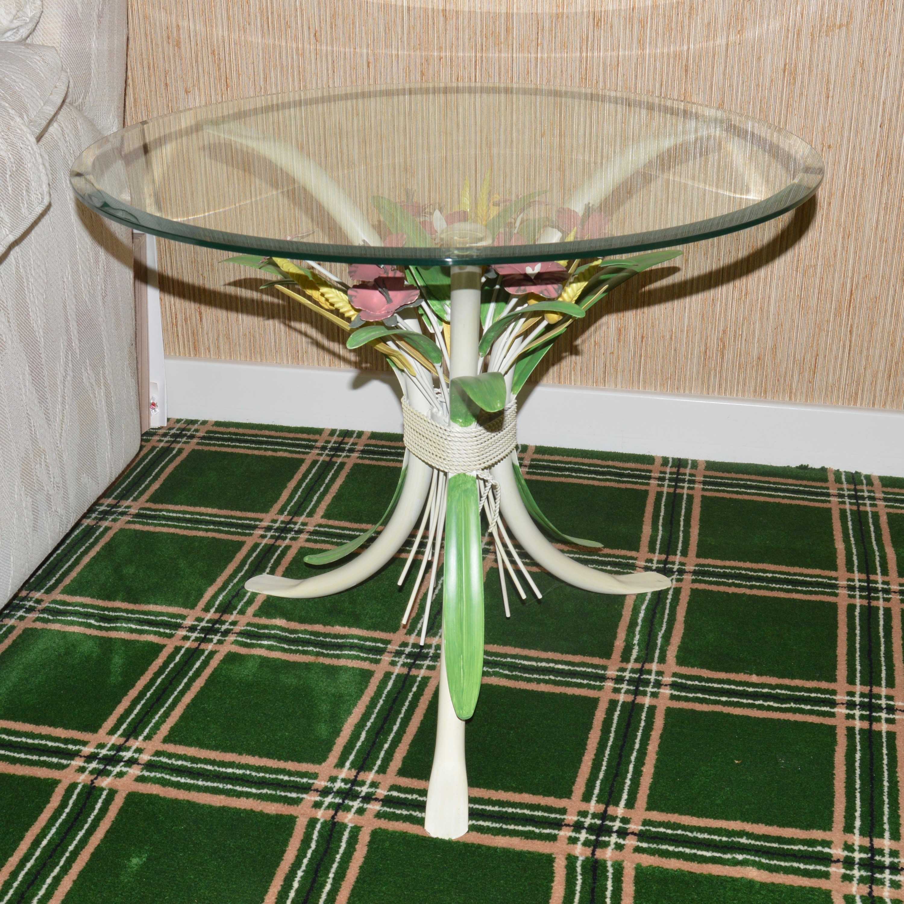 Vintage Toleware Glass Side Table EBTH